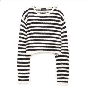 zara striped cropped sweater
